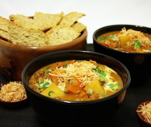 Red lentil, kumara and coconut soup