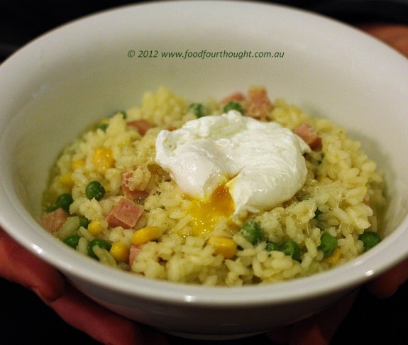 "Green eggs" & ham risotto
